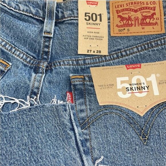 Levi's Women's 501 High-Rise Skinny Jeans Sz 27 x 28 raw hem button fly - Picture 1 of 5